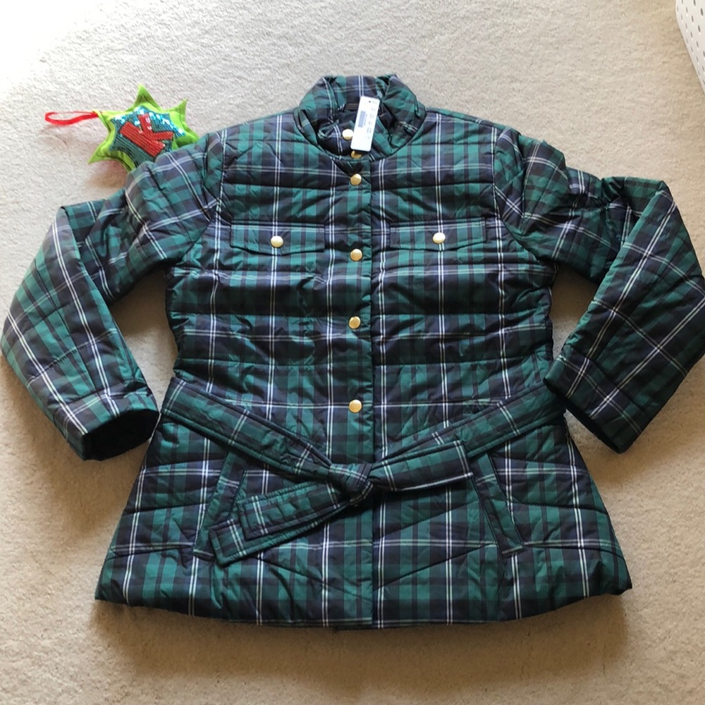 Plaid Belted Puffer Jacket